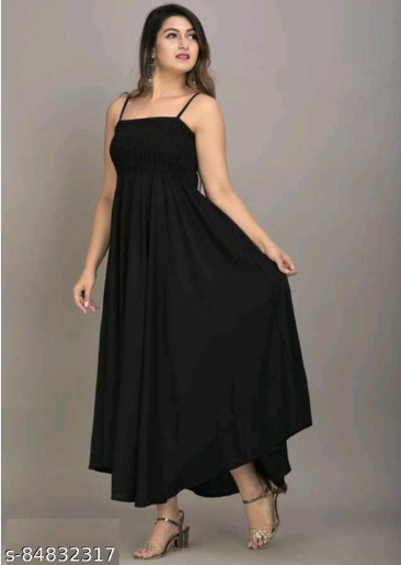 Women Maxi Black Full Length Dress